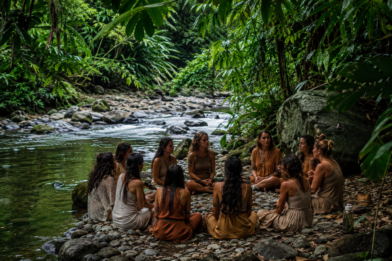 The Costa Rican jungle river and forest surrounding the retreat
